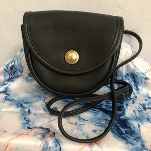 Black Leather Coach Classic Tiny Over the Shoulder Mini Bag